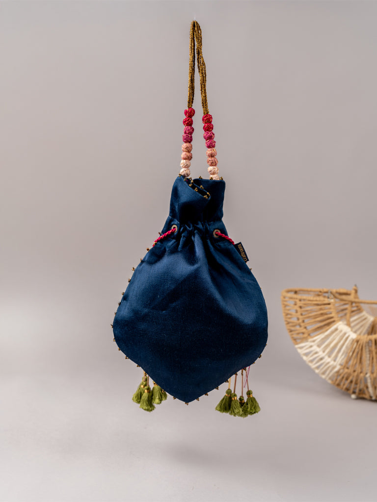 Blue Lotus Mandala Potli Bag
