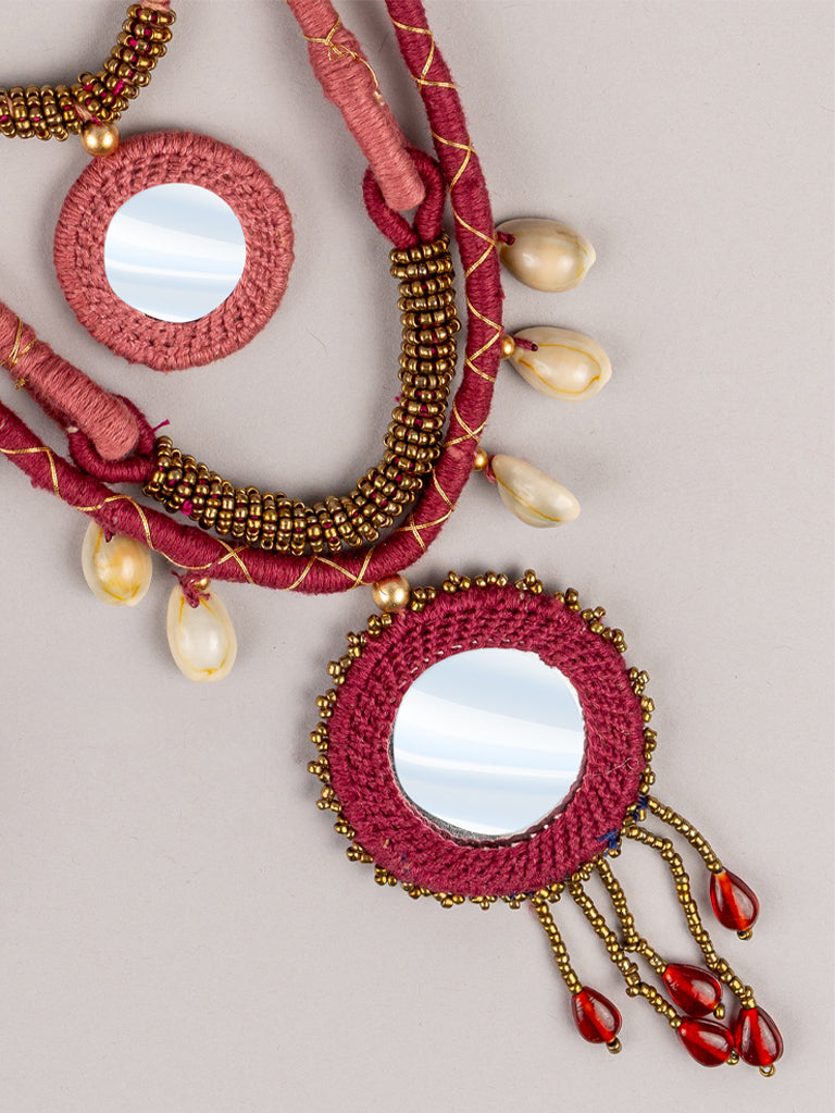 Peach Layered Necklace Set
