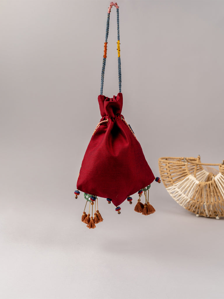 Maroon Triangular Rabari Potli