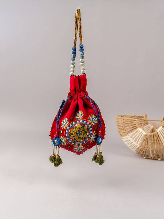 Pink Lotus Mandala Potli Bag