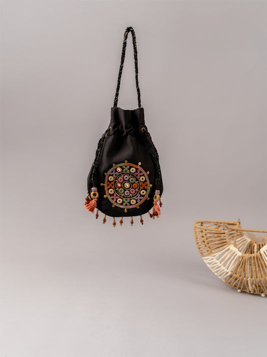 Black pastel Kutchi Style Potli