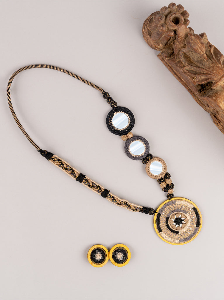 Black Mandala Necklace Set