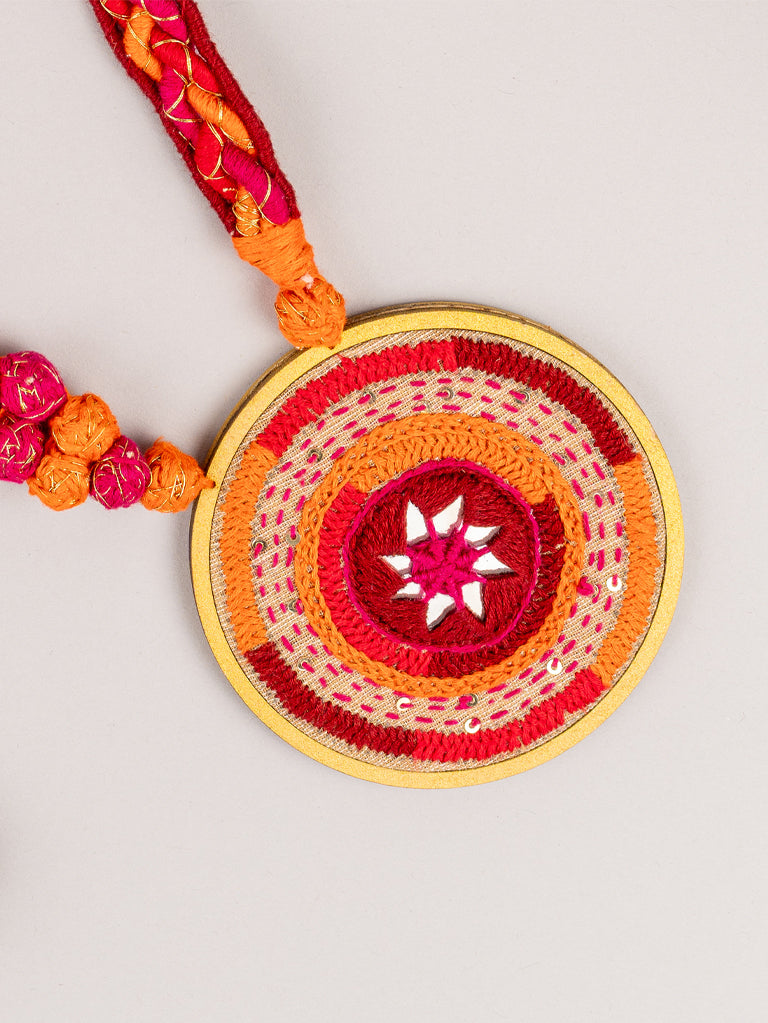 Red Mandala Necklace Set