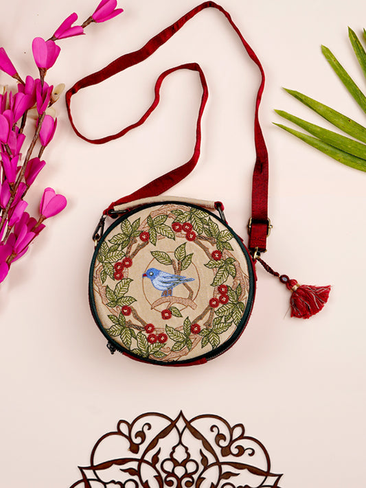 Bird And Fruits Circular Sling Bag