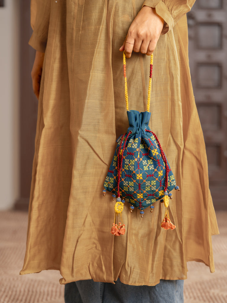 Blue Triangular Rabari Potli