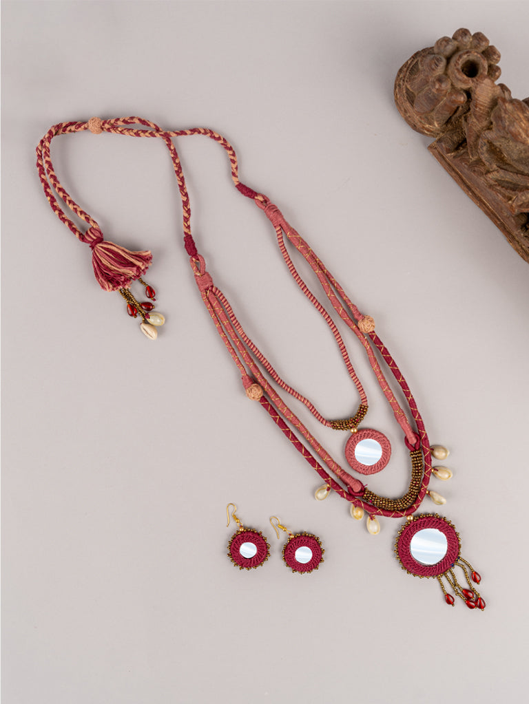 Peach Layered Necklace Set