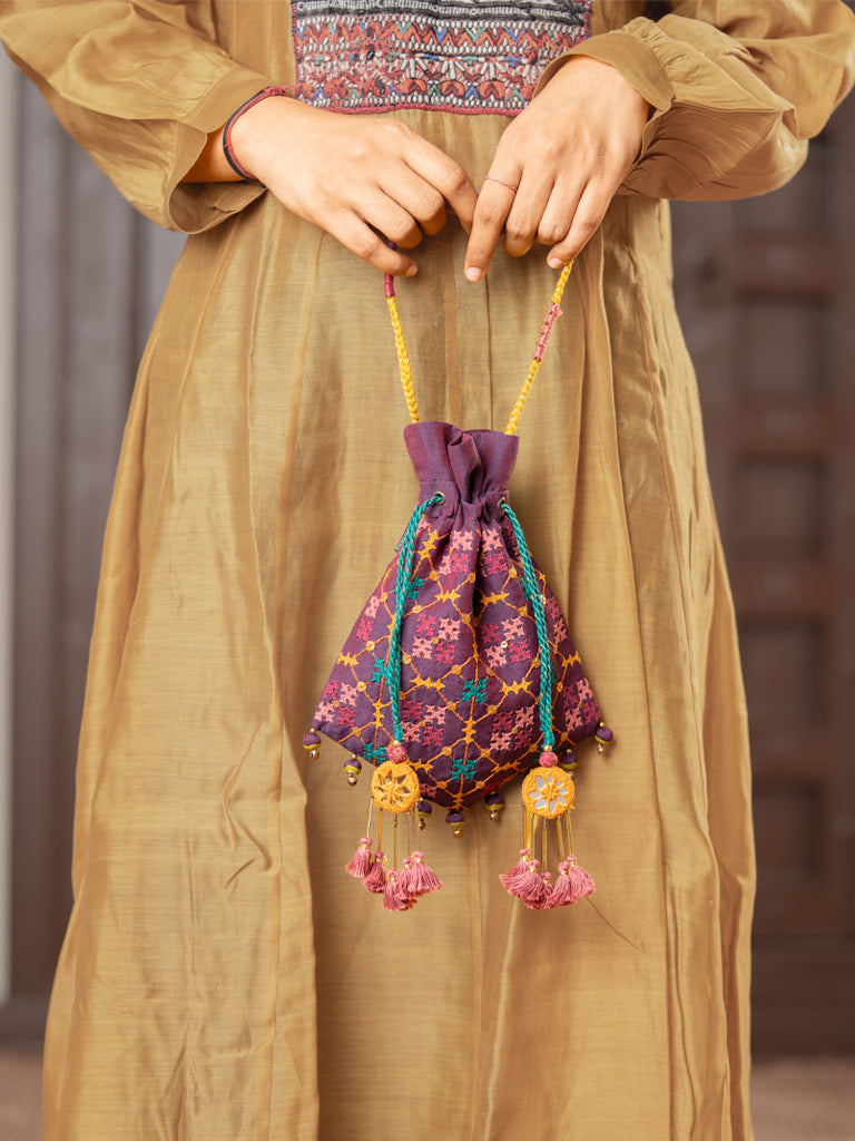 Purple Triangular Rabari Potli