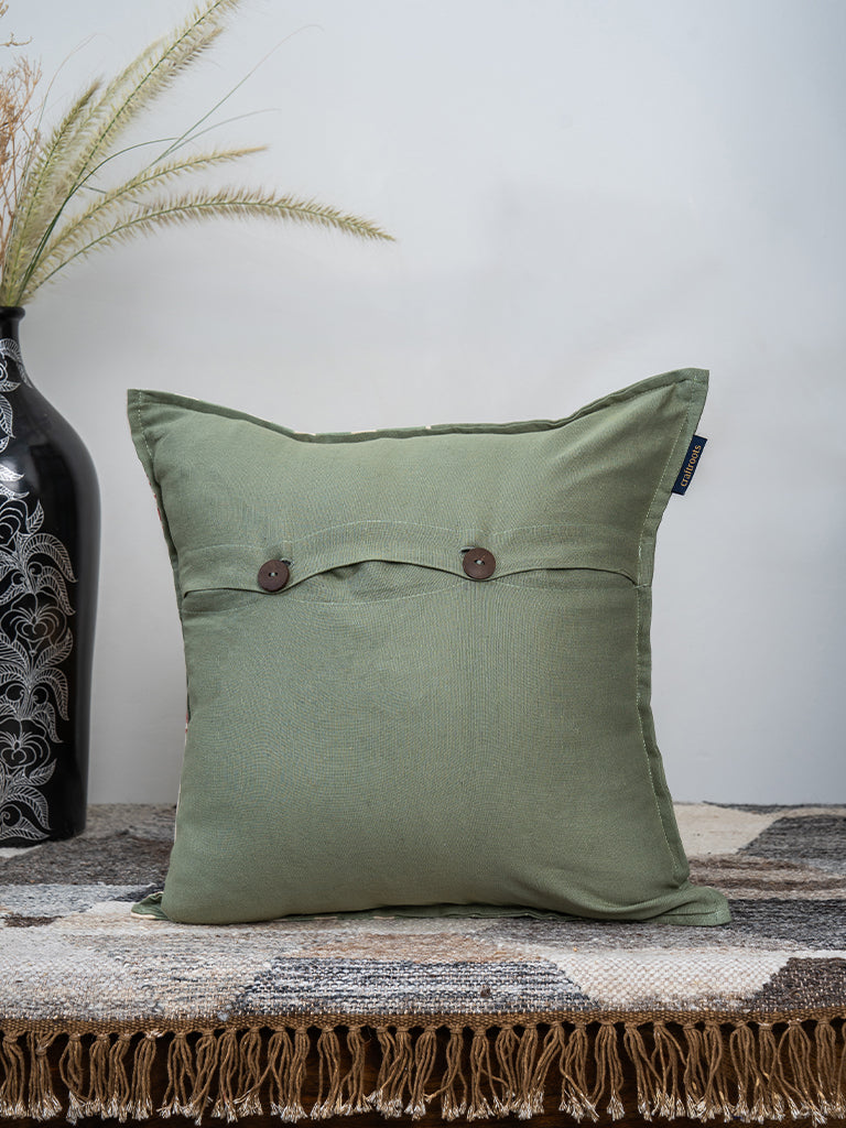 Peach & Mint Daisy Handcrafted Cushion Cover