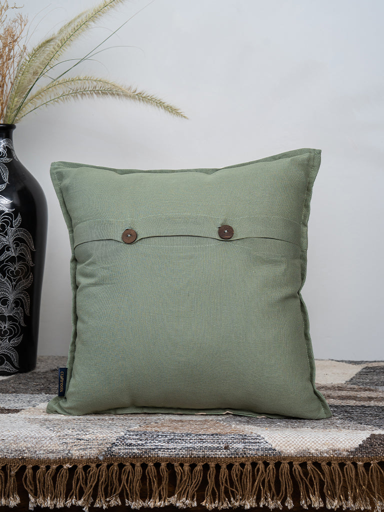 Floral Handblock Peach & Mint Cushion Cover