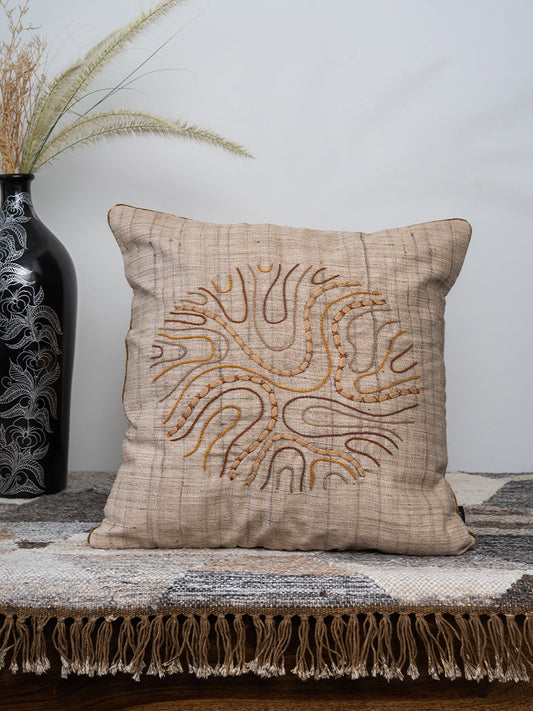 Handmade Ivory Silk Chording Cushion Cover