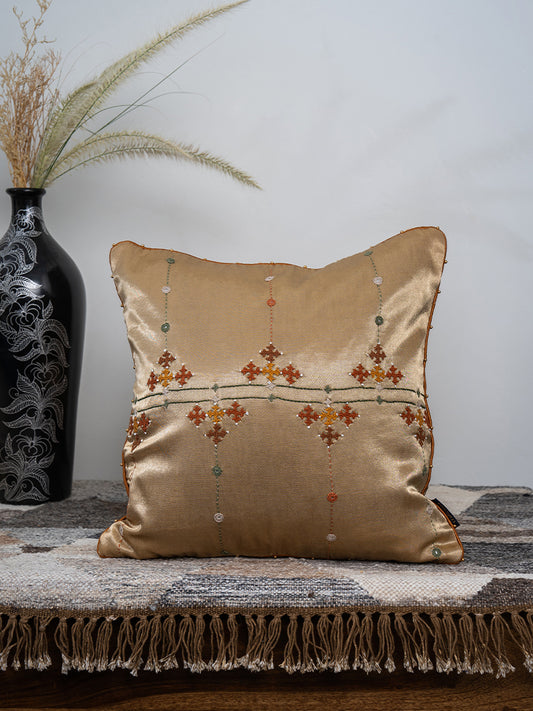 Ivory Rabari Hand-Embroidered Cushion Cover