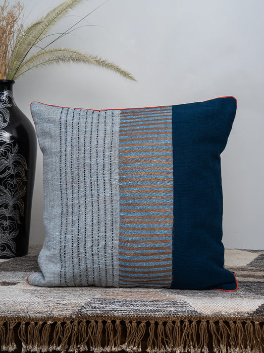 Handcrafted Blue Patch Work Cushion Cover
