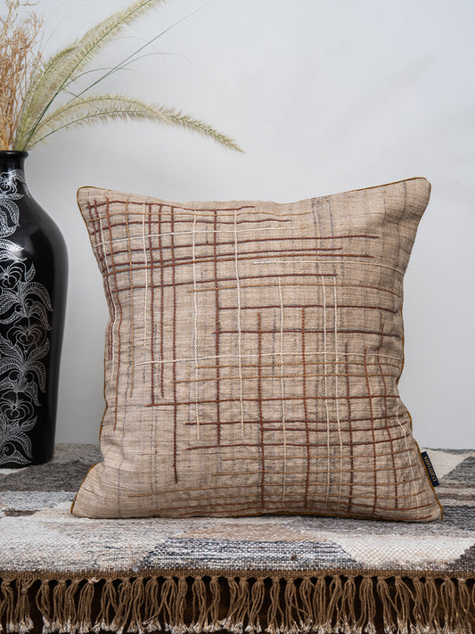 Ivory Khadi Silk Cushion Cover