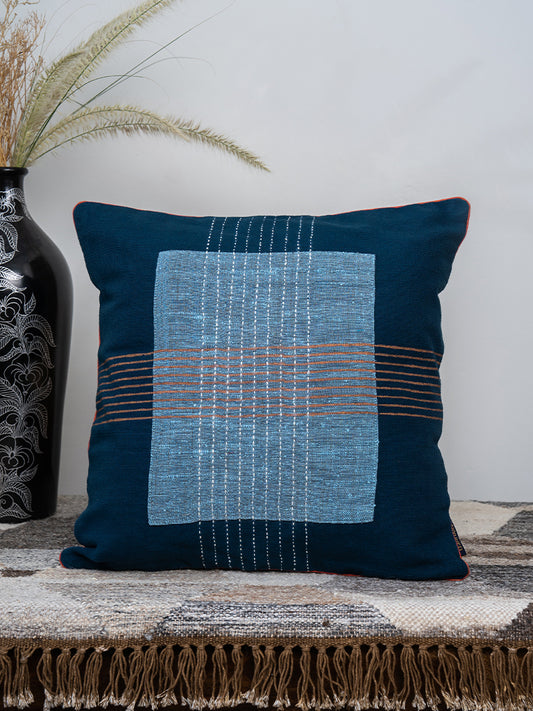 Handmade Blue Block Print Cushion Cover