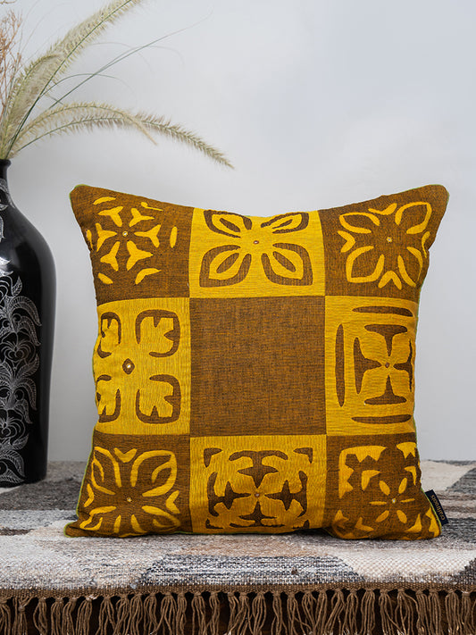Handmade Mustard Applique Cushion Cover