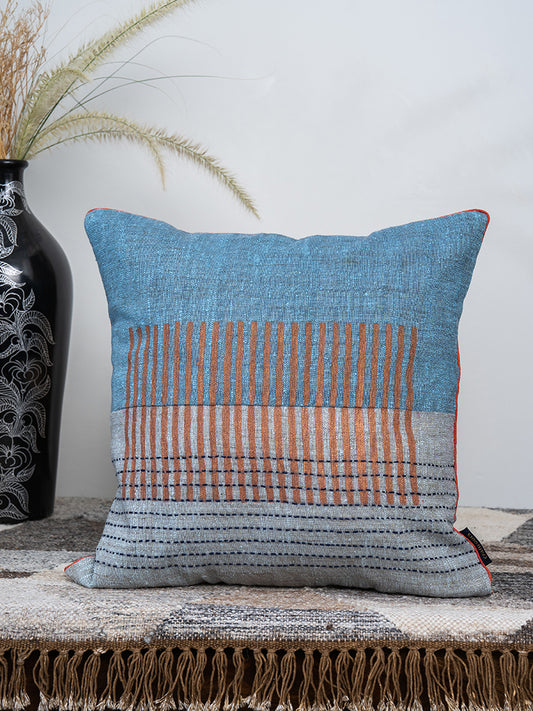 Blue Patch Work Cotton Cushion Cover