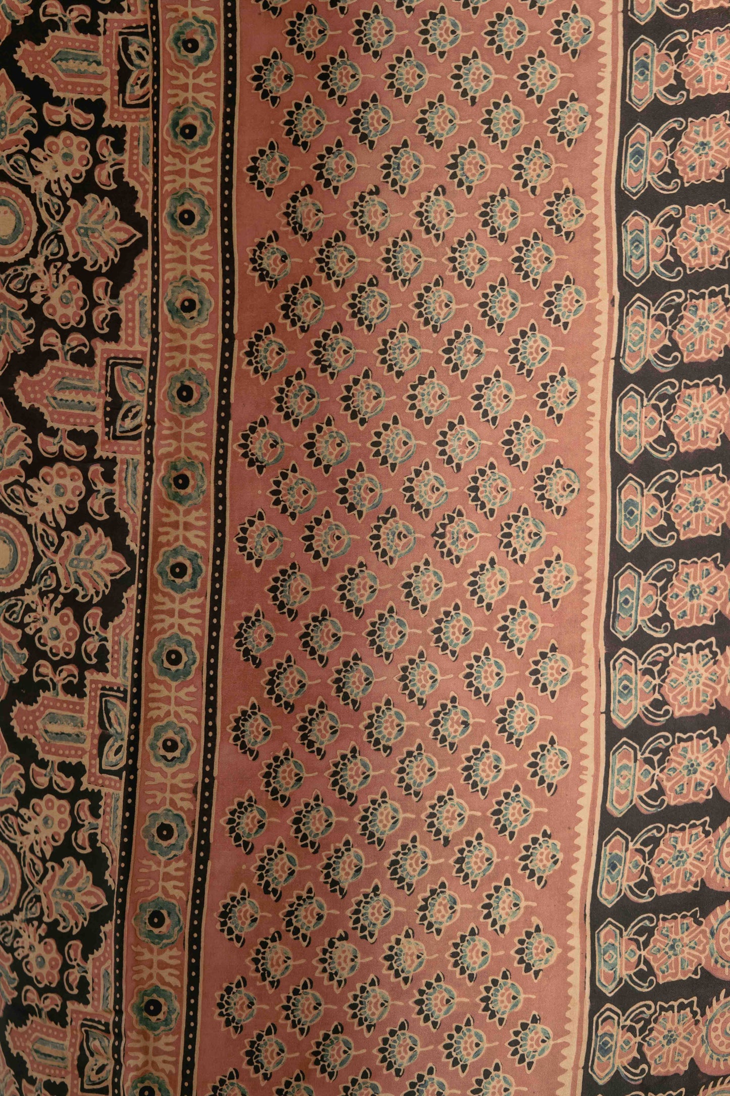 Ajrakh All Over Floral Modal Saree With Tassels