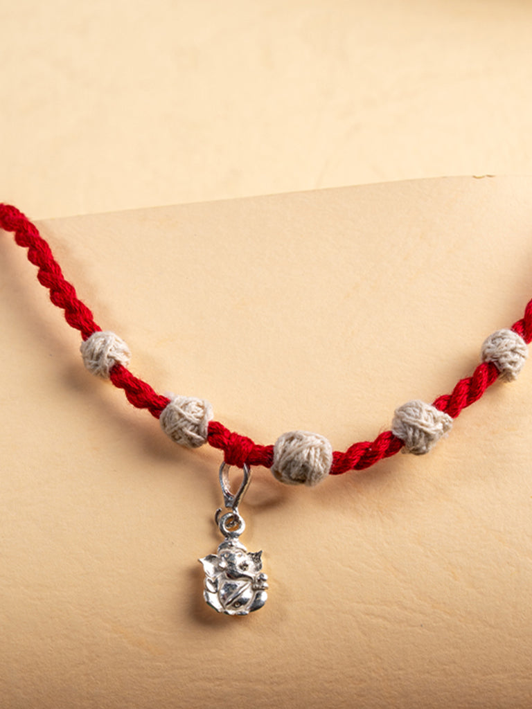 Handmade Threadballs Red Rakhi