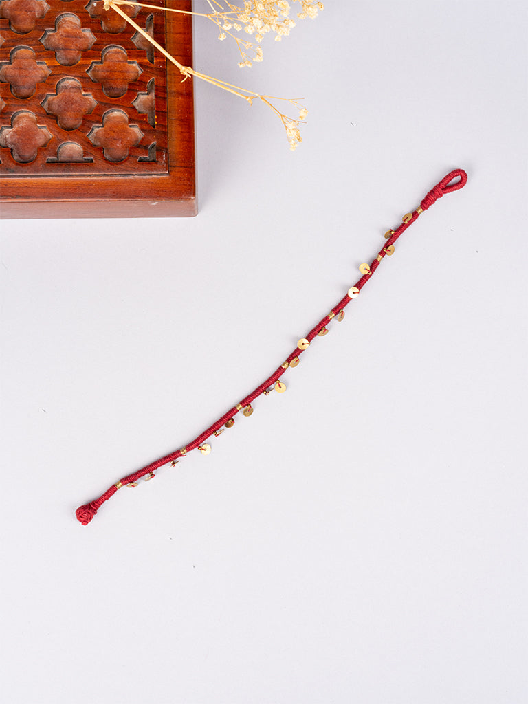 Maroon Brass Tikki Anklet