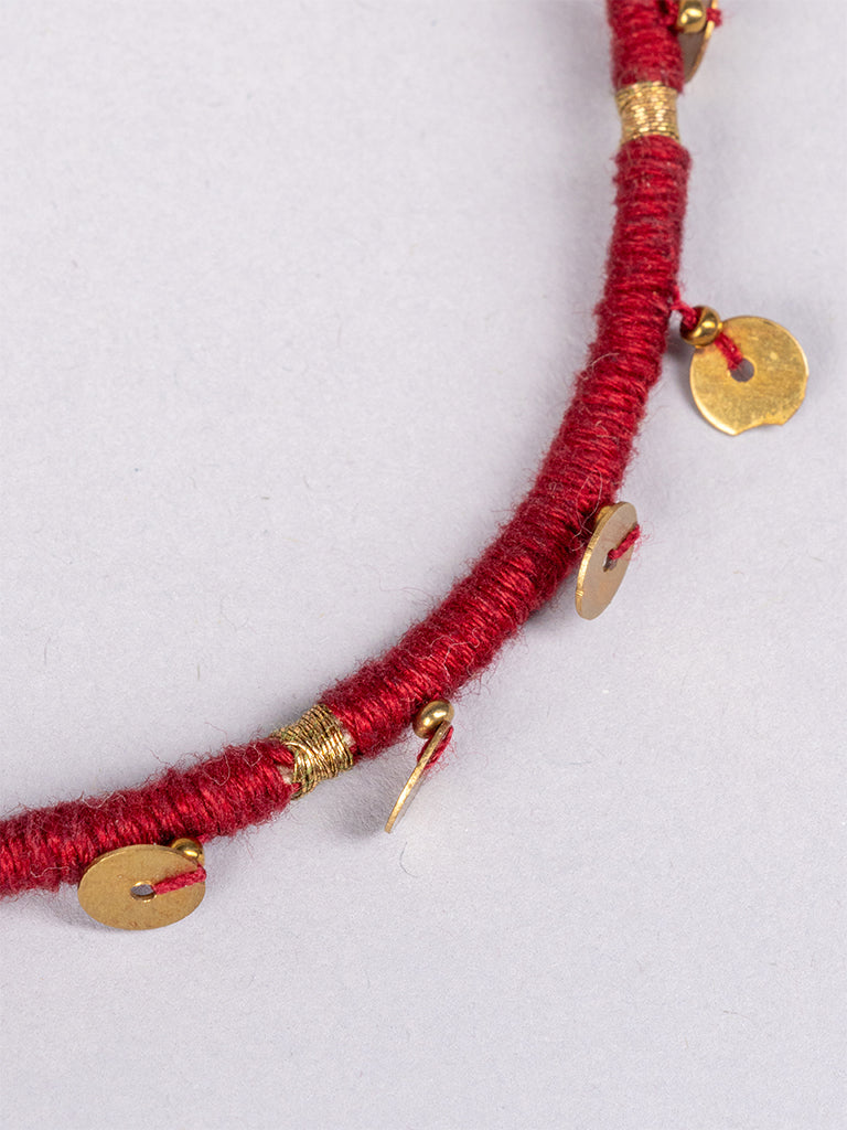 Maroon Brass Tikki Anklet