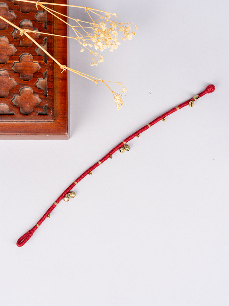 Maroon Ghunghru Anklet