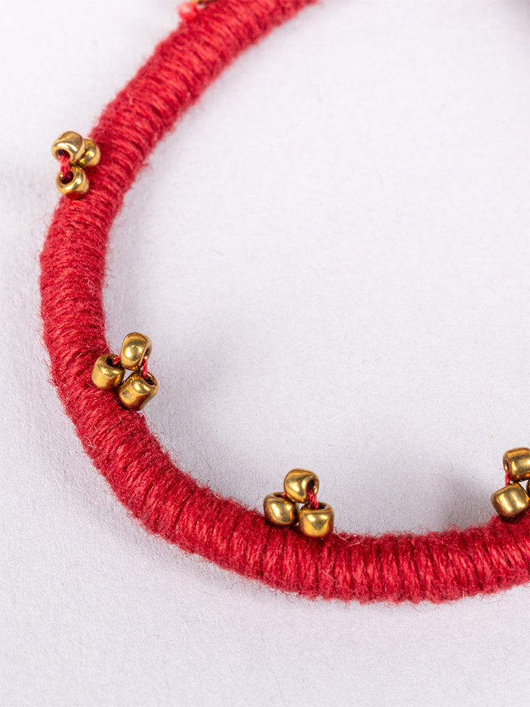 Maroon Golden Moti Bracelet