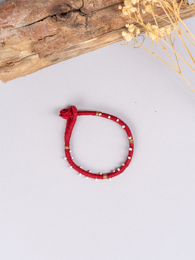 Maroon White Moti Bracelet