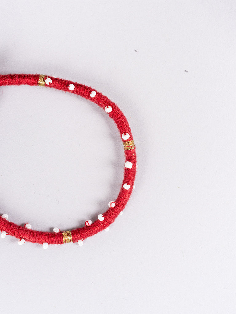 Maroon White Moti Bracelet
