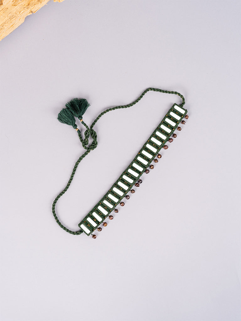 Dark Green Rectangular Mirror Choker