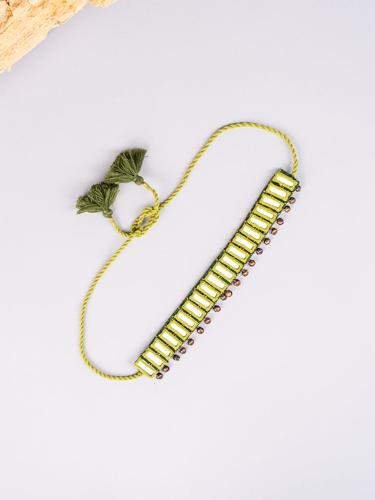 Light Green Rectangular Mirror Choker