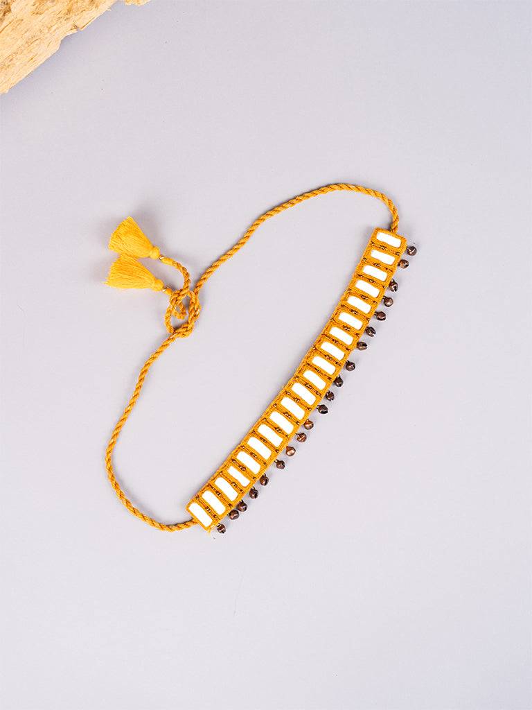 Mustard Rectangular Mirror Choker