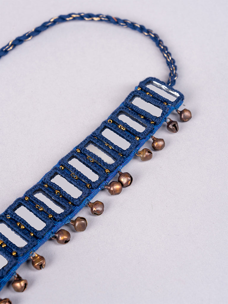 Dark Blue Rectangular Mirror Choker