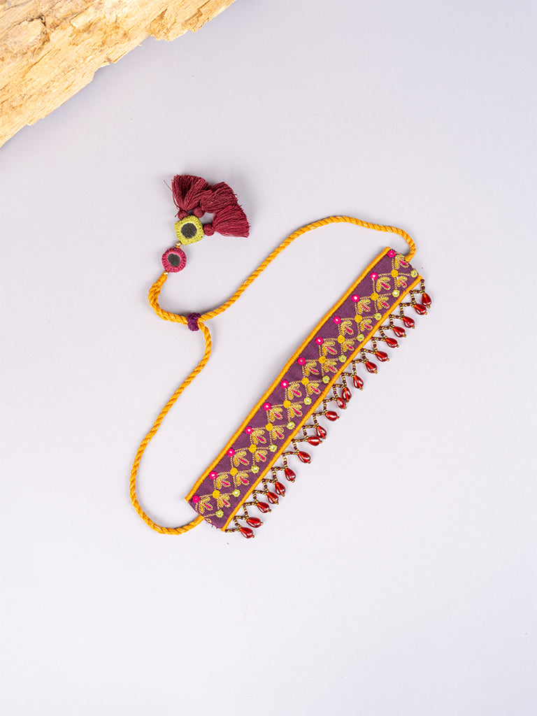 Purple Choker with Aari Embroidery