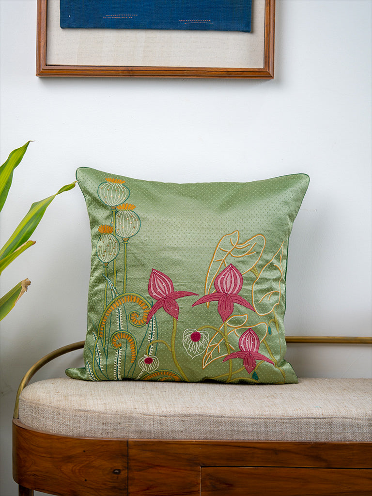 Wild Blossom Aari Cushion Work