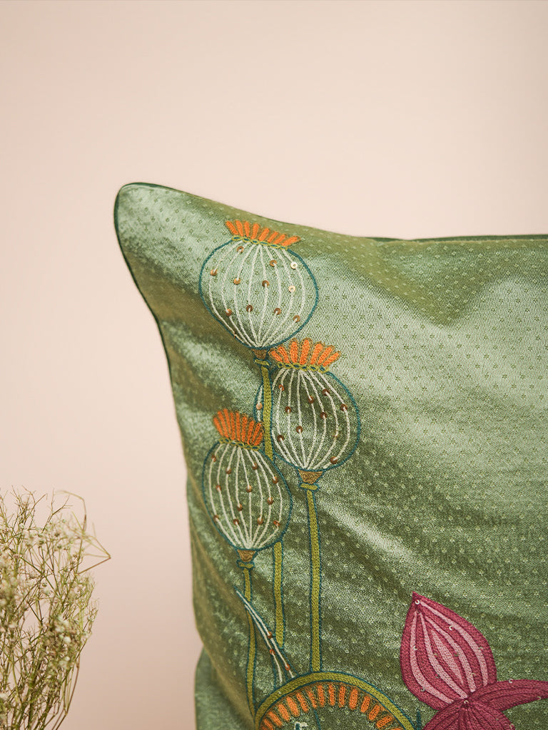 Wild Blossom Aari Cushion Work