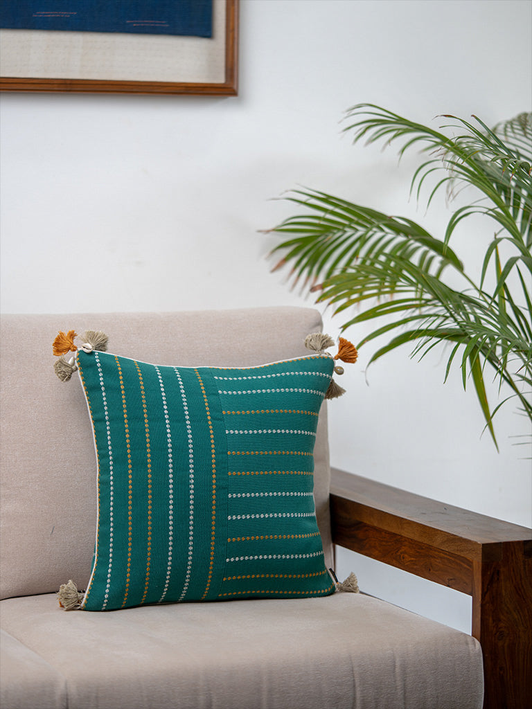 Dual Patch Woven Cushion