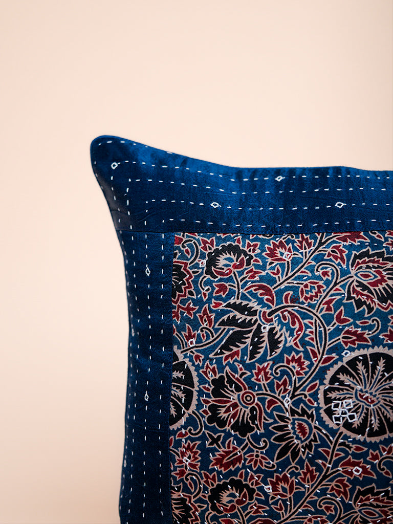 Blue Cushion Cover Wtih Running Stich