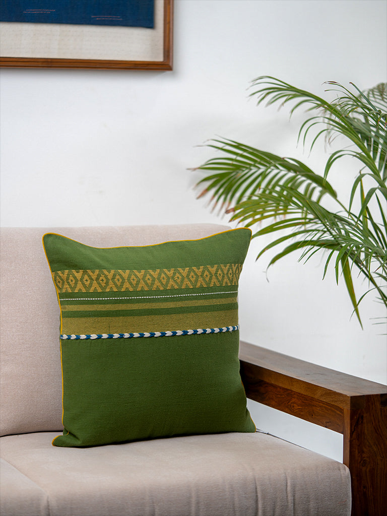 HandWoven Kala Cotton X Motif With Miri Cushion Cover