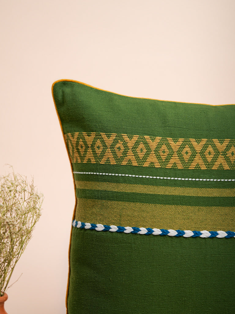 HandWoven Kala Cotton X Motif With Miri Cushion Cover