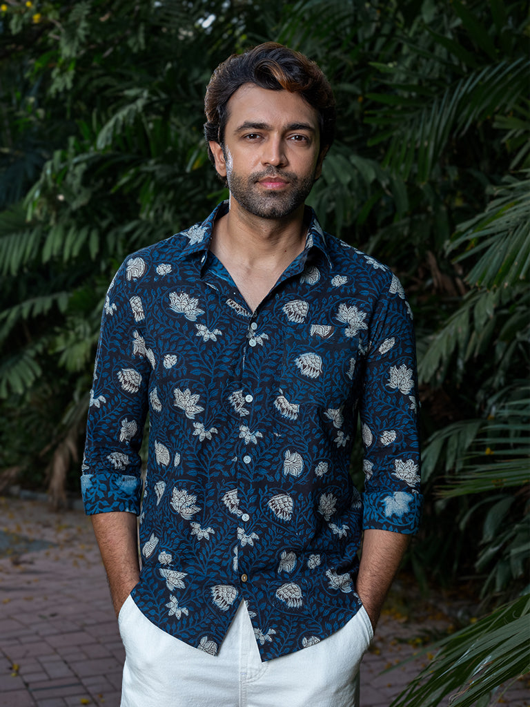 Blue Bagru Block Print Shirt