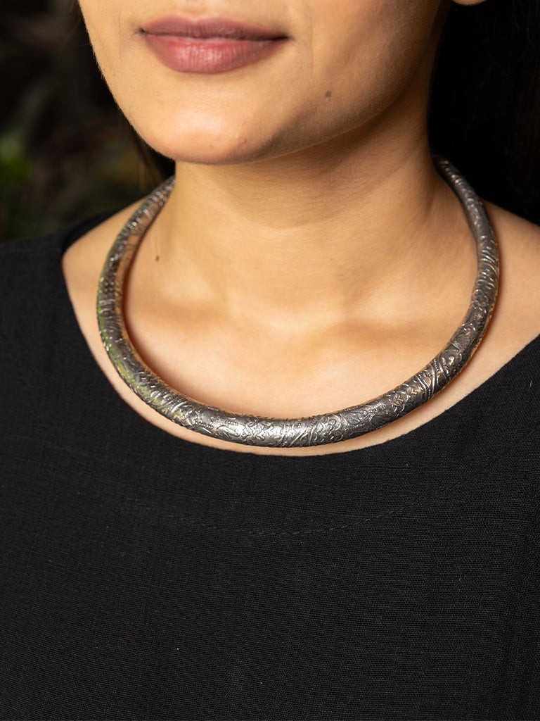 Solid Circular German Silver Choker