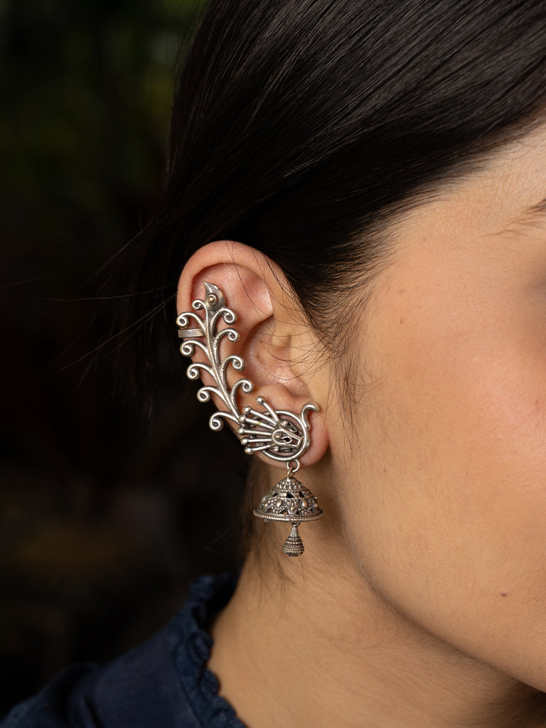 Oxidised Peacock Earcuff