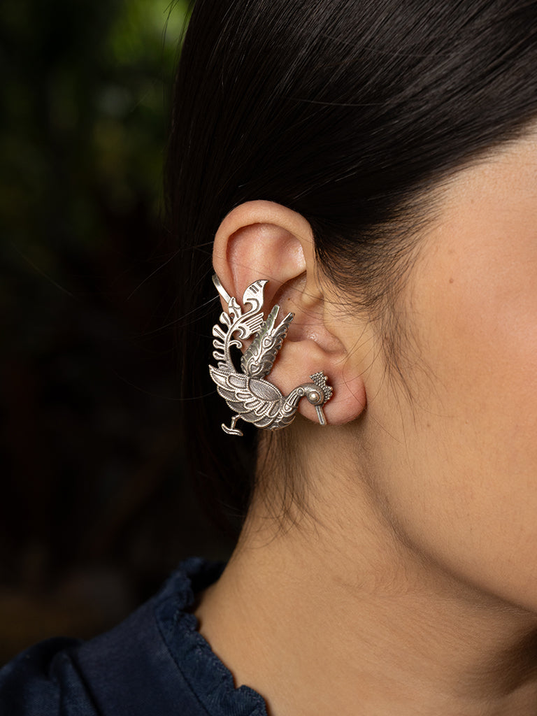 Peacock Oxidised Earring