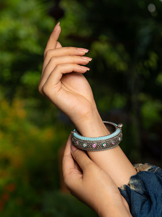 Sky Blue Meenakari Bangle