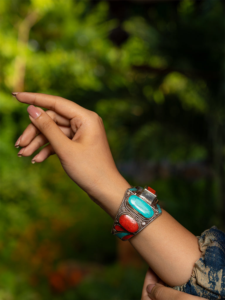 Oxidised Afghani Stone Bangle