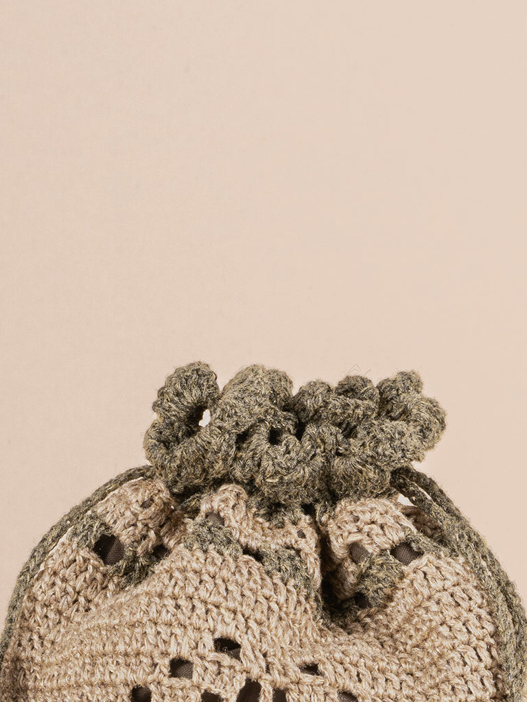 Rectangular Doted Crochet Jute Potli