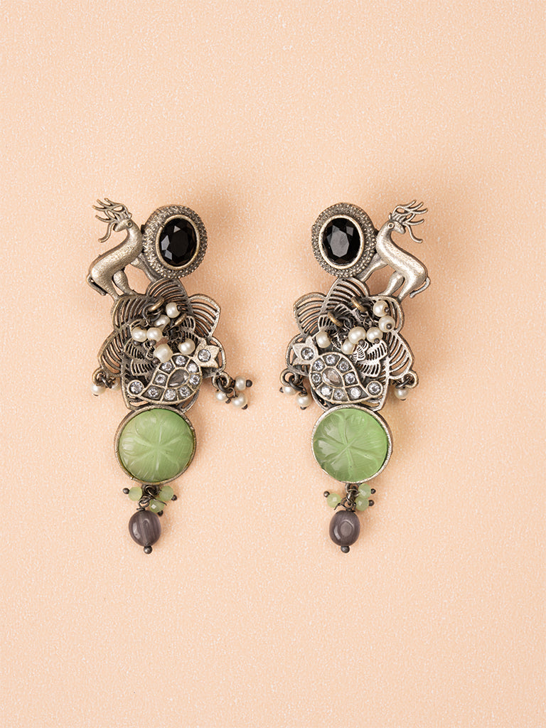 Deer Stone Oxidised Earring