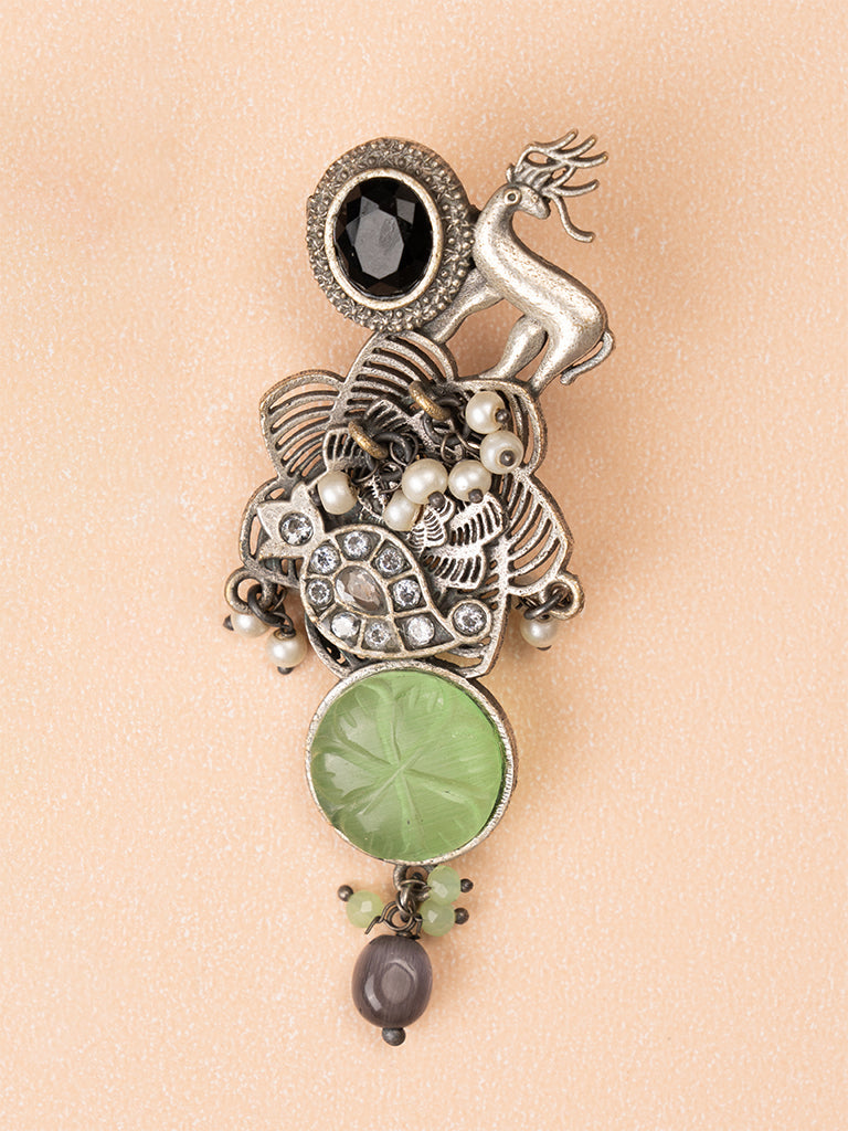 Deer Stone Oxidised Earring