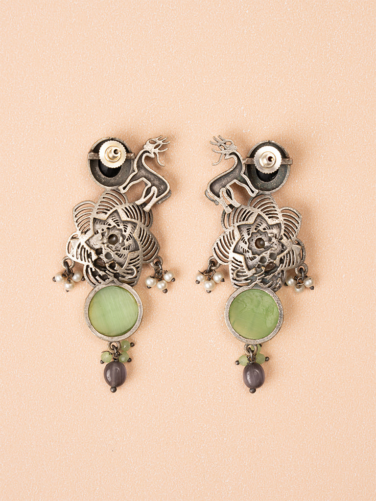 Deer Stone Oxidised Earring