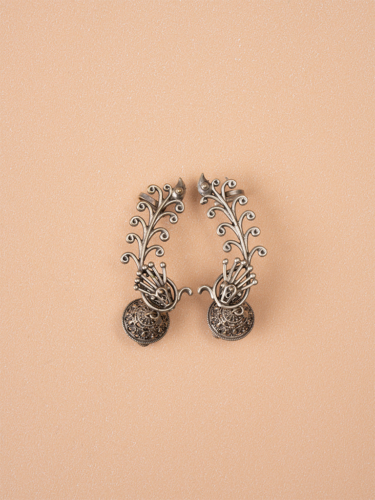 Oxidised Peacock Earcuff